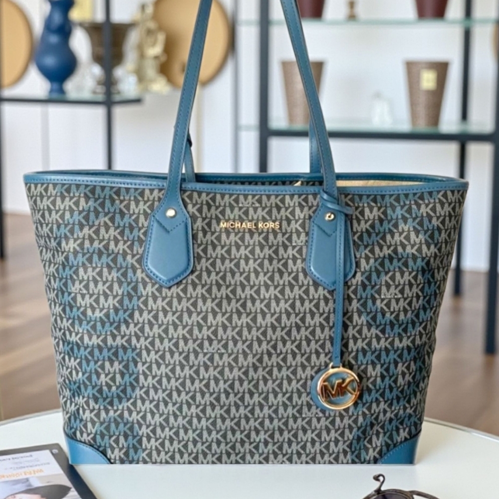 Michael Kors Blue and Gray Shoulder Bag